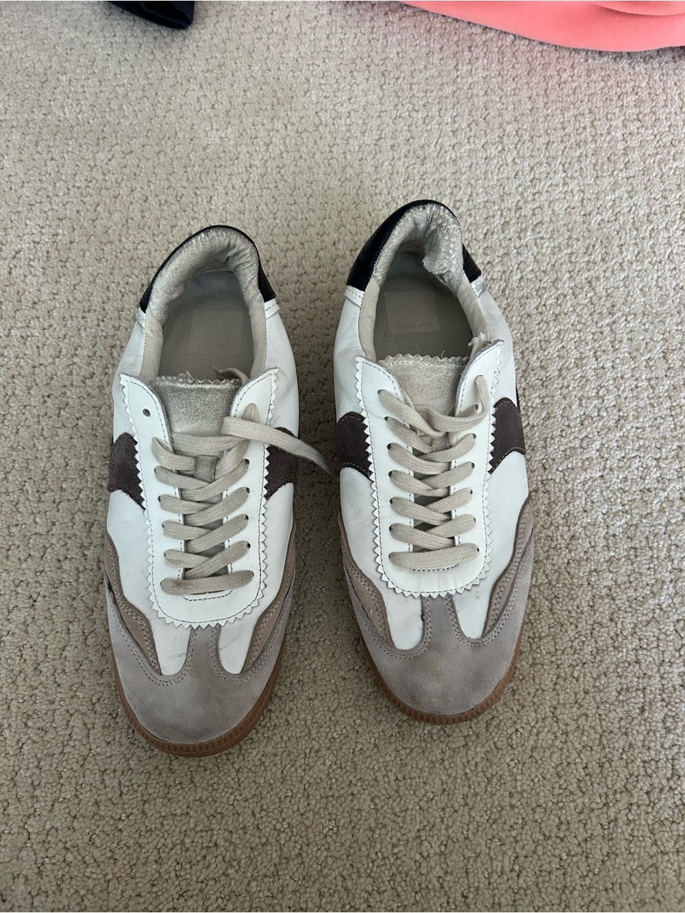 Dolce Vita women’s  White and Brown Suede-Trim Sneakers